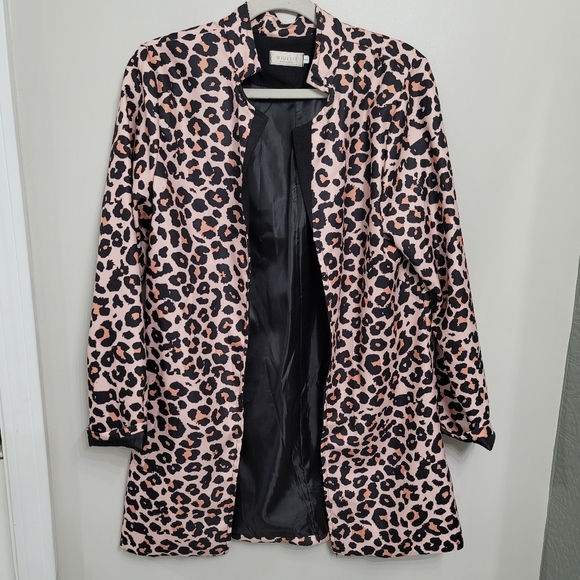 WIDELIA Open Front Leopard Duster Jacket Size L - Picture 2 of 6